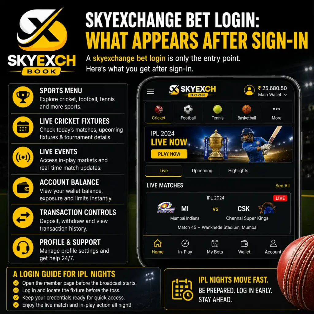 Skyexchange Bet Login What Appears After Sign-In